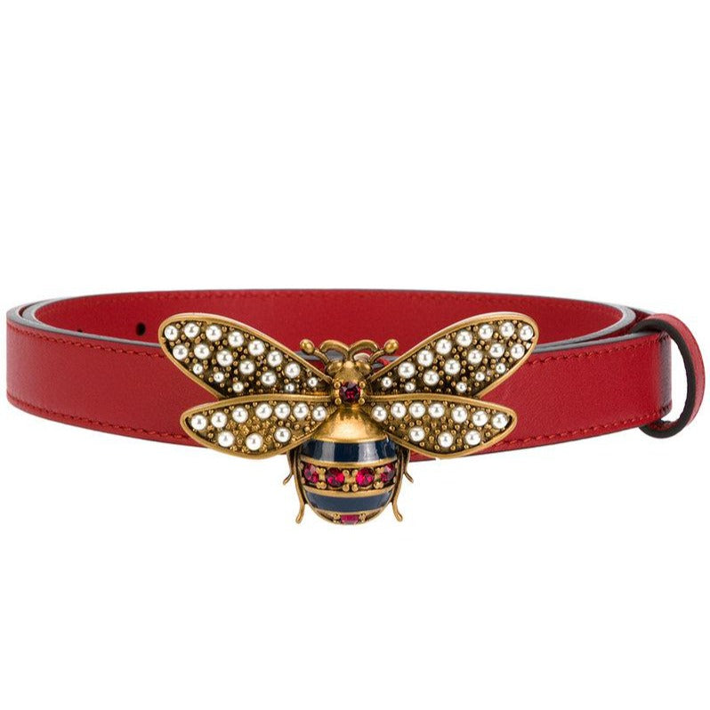 Gucci Queen Margaret Leather Belt in Red