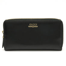 Load image into Gallery viewer, Gucci Zip Around Leather Wallet with Metallic Logo in Black