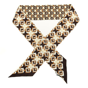 Gucci Silk Geometric G Print Neck Bow Scarf in Brown