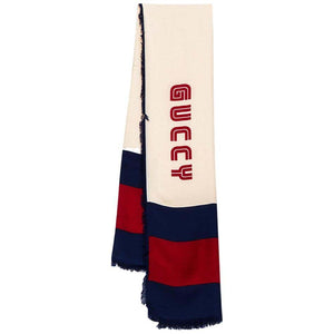 Gucci Guccy Striped Scarf in White