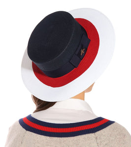 Gucci Papier Wide Brim Hat in Blue Red and White