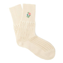 Load image into Gallery viewer, Gucci Floral Embroidered Crochet Socks In Beige