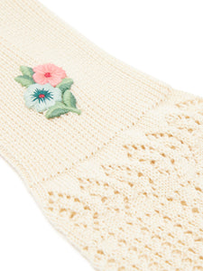 Gucci Floral Embroidered Crochet Socks In Beige