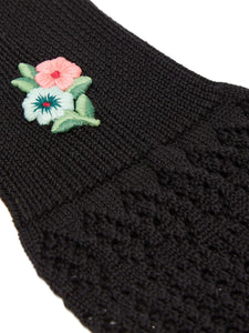 Gucci Floral Embroidered Crochet Socks In Black