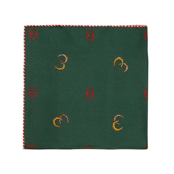 Gucci GG Horseshoe Print Pocket Square in Green