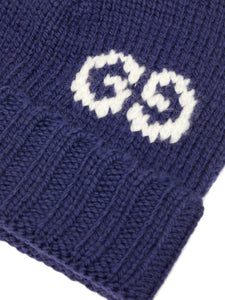 Gucci GG Logo Wool Beanie Hat in Midnight Blue