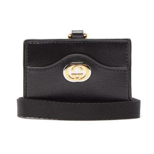 Gucci Marina GG Leather Cardholder with Strap in Black