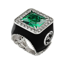 Load image into Gallery viewer, Gucci GG Crystal-embellished Signet Ring in Green