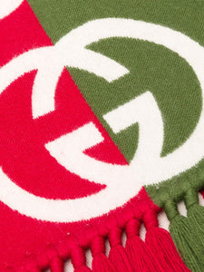 Gucci GG Print Two-toned Scarf In Green and Red