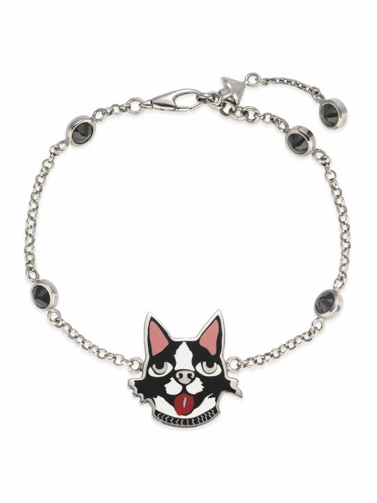Gucci Bosco Dog Bracelet with Crystals in Sterling Silver
