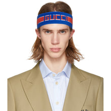Load image into Gallery viewer, Gucci Queen Heron Headband and Wristband Set in Blue
