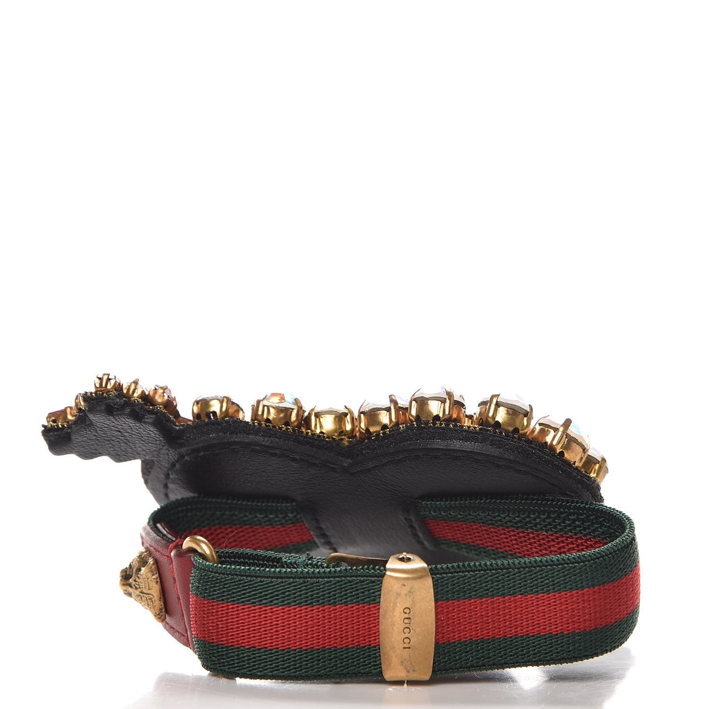 Gucci Web Crystal Heart Bracelet in Red