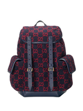 Load image into Gallery viewer, Gucci GG Monogram Print Wool Backpack in Navy