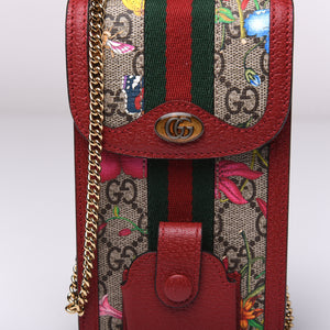 Gucci GG Supreme Monogram Flora Ophidia Phone Case Crossbody in Red