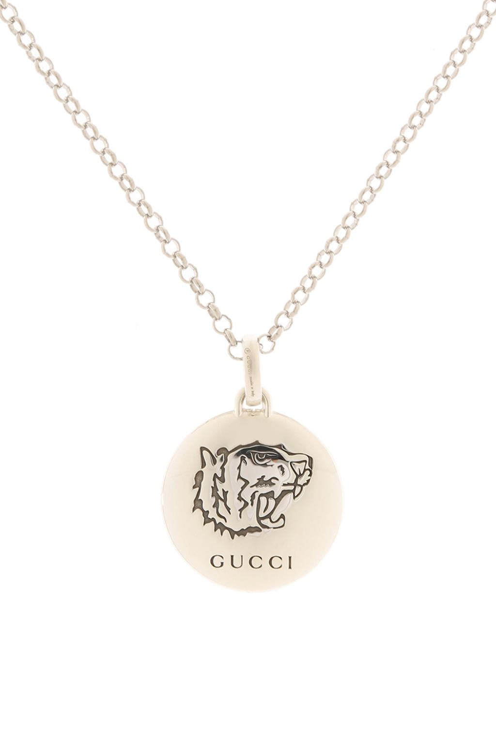 Gucci Blind X Love Round Necklace in Silver