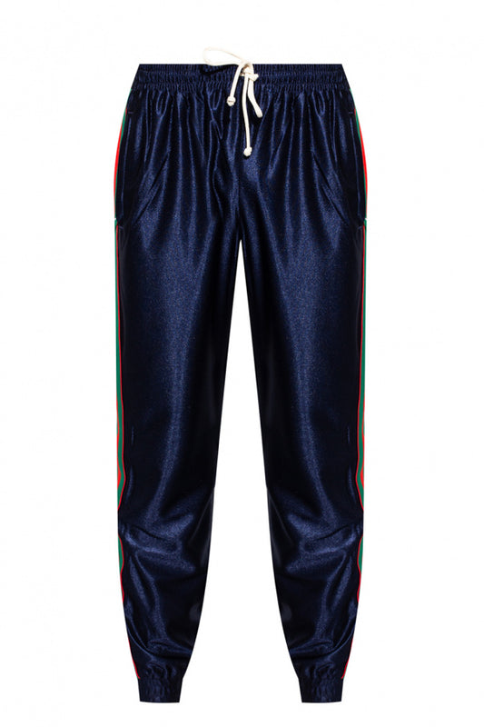 Gucci Web Tech Jersey Pants in Navy