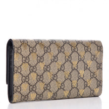 Load image into Gallery viewer, Gucci GG Supreme Bees Flap Long Wallet in Beige