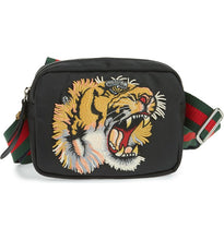 Load image into Gallery viewer, Gucci Embroidered Tiger Messenger Bag in Black