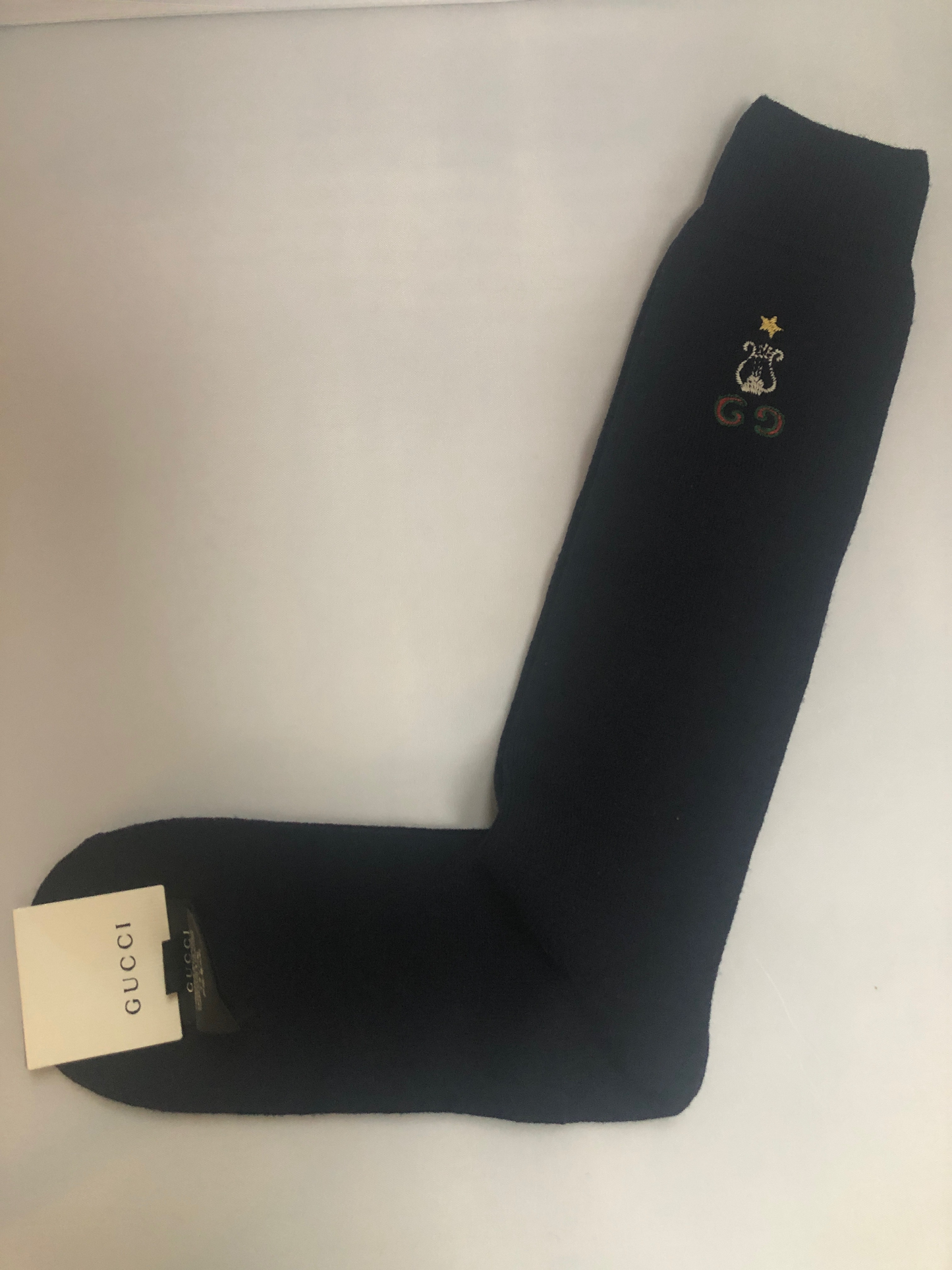 Gucci GG Lyre and Star Long Socks in Midnight Blue