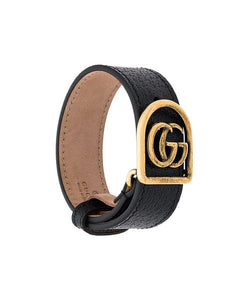 Gucci Leather GG Charm Bracelet in Black