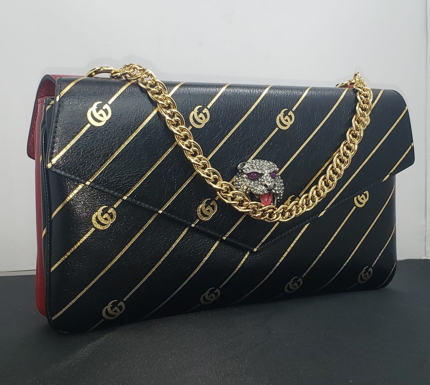 Gucci Thiara Medium Double Envelope Bag Black/Red