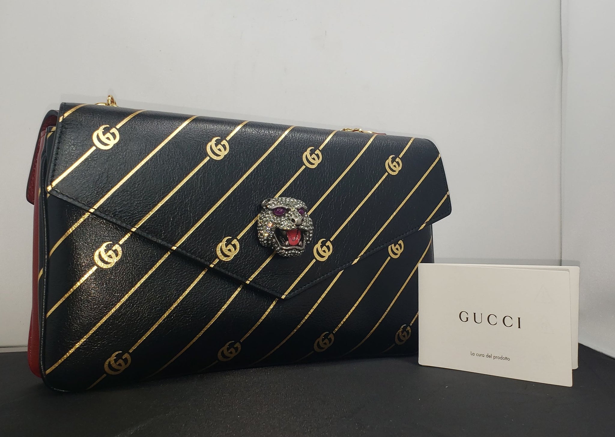 Gucci Thiara Medium Double Envelope Bag Black/Red