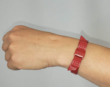 Load image into Gallery viewer, Salvatore Ferragamo Vara Bow Leather Bracelet in Lipstick Red