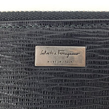 Load image into Gallery viewer, Salvatore Ferragamo Double Pocket Zip Document Holder in Black with Red Interior