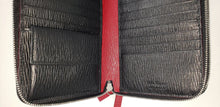 Load image into Gallery viewer, Salvatore Ferragamo Double Pocket Zip Document Holder in Black with Red Interior