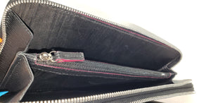 Salvatore Ferragamo Double Pocket Zip Document Holder in Black with Red Interior