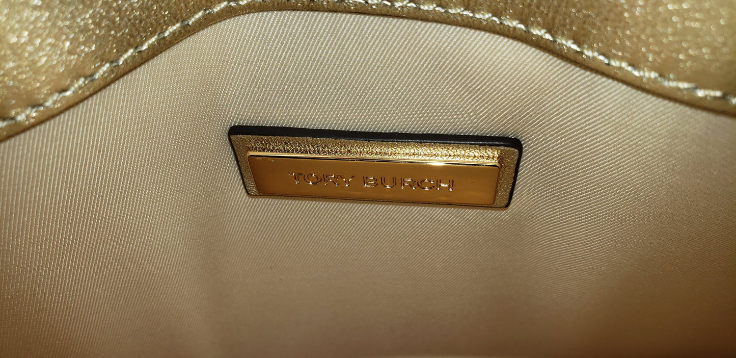 Tory Burch Savannah Clutch in Gold