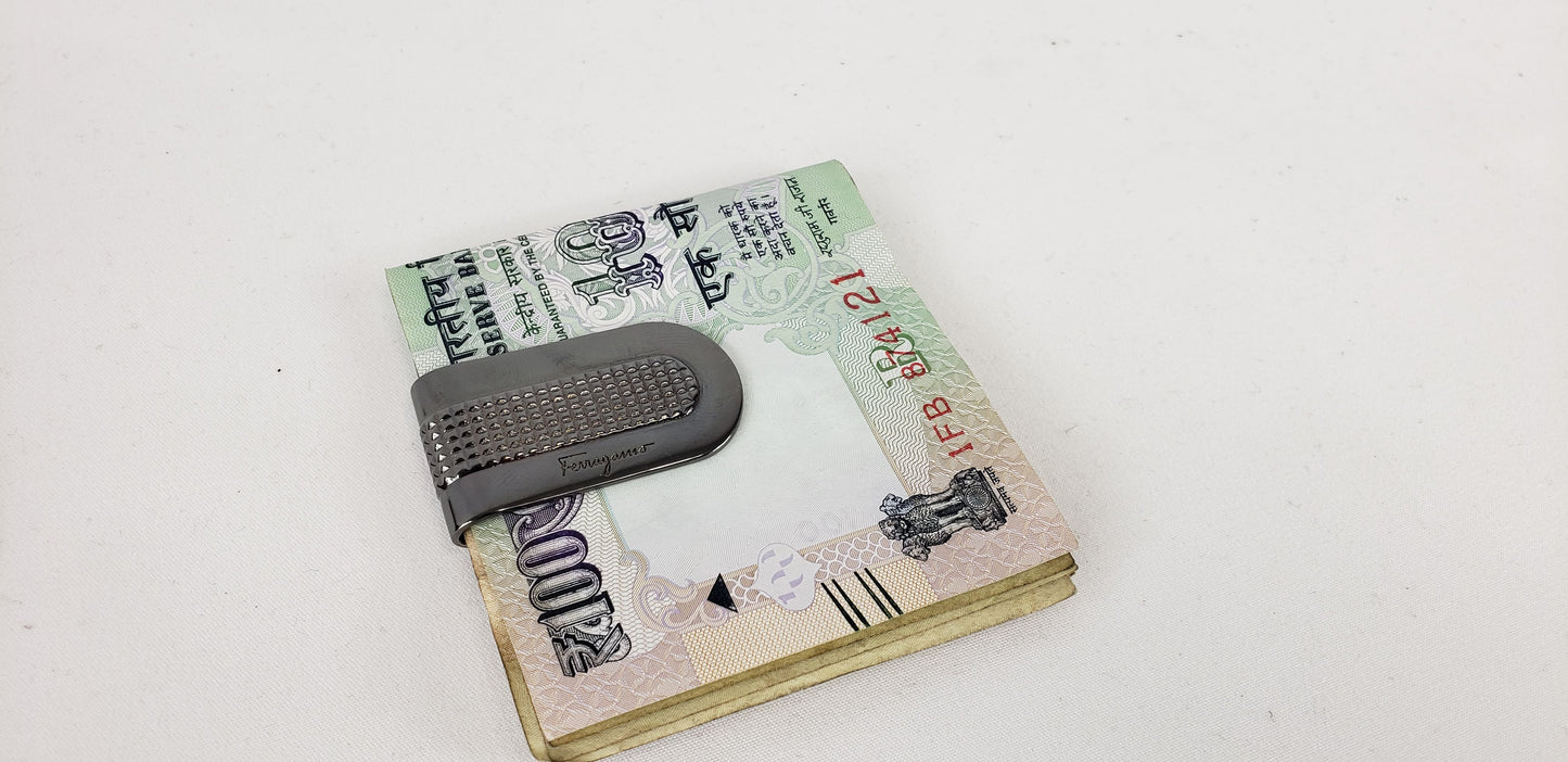 Salvatore Ferragamo Money Clip in Gun Metal