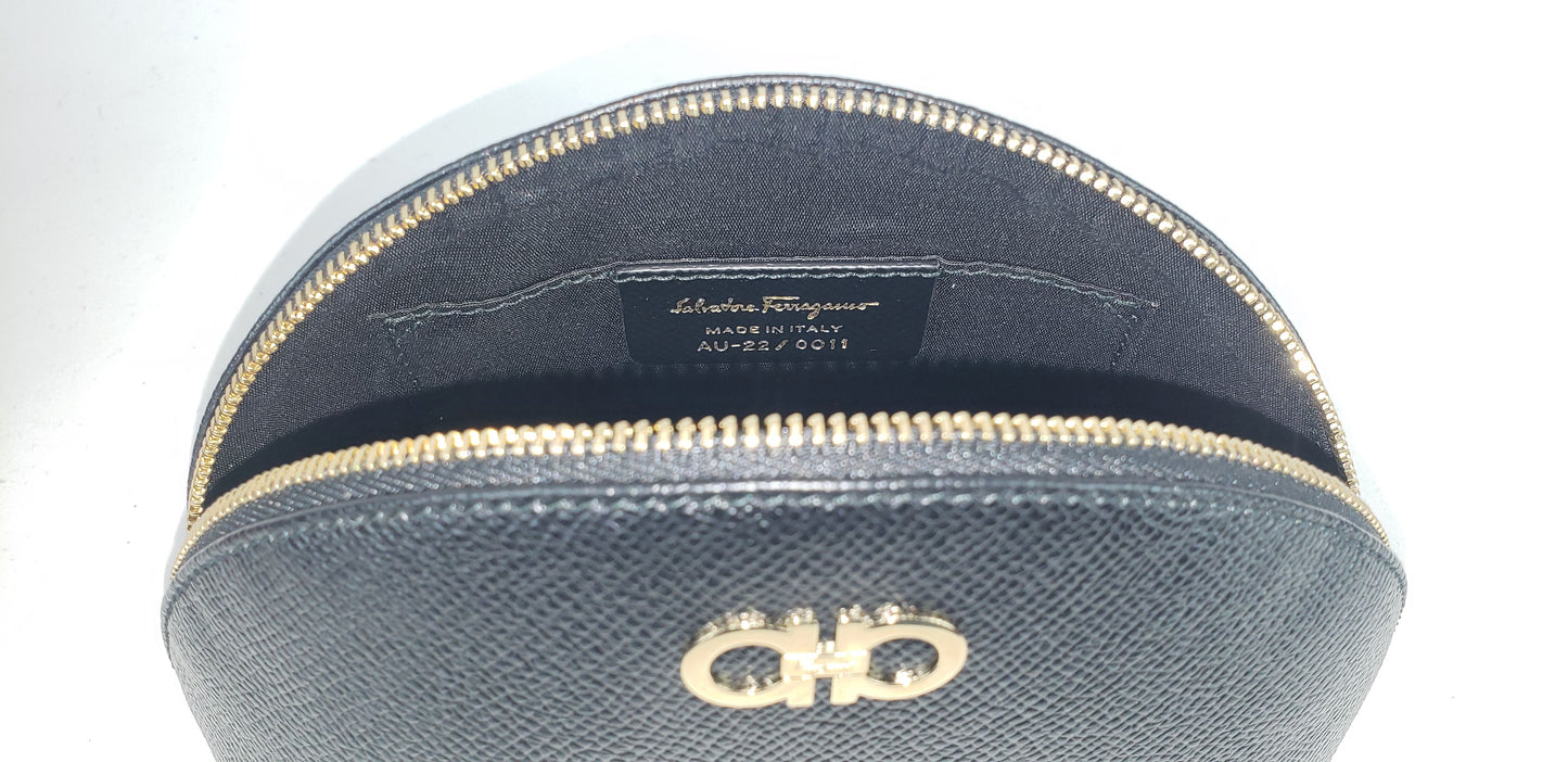 Salvatore Ferragamo Cosmetic Zip Pouch in Nero
