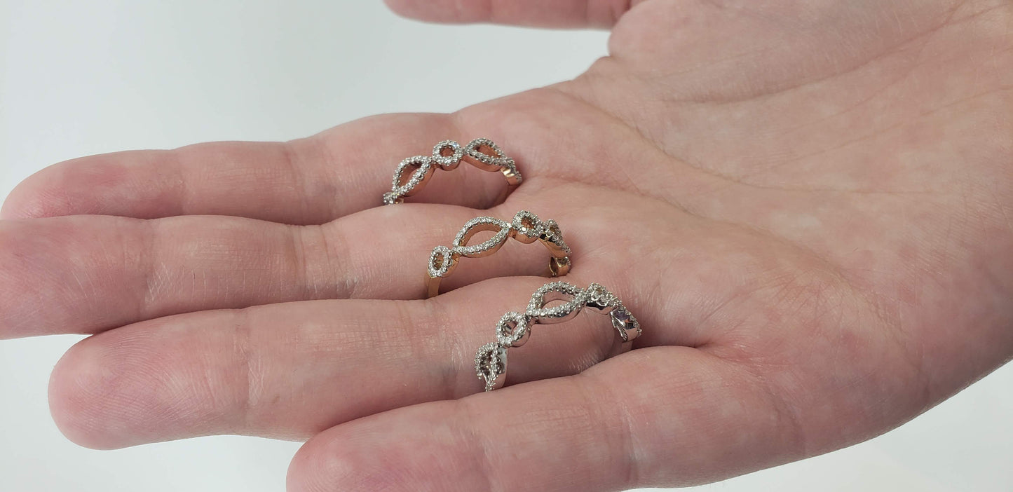 Set of 3 Stackable Diamond Rings in Gold