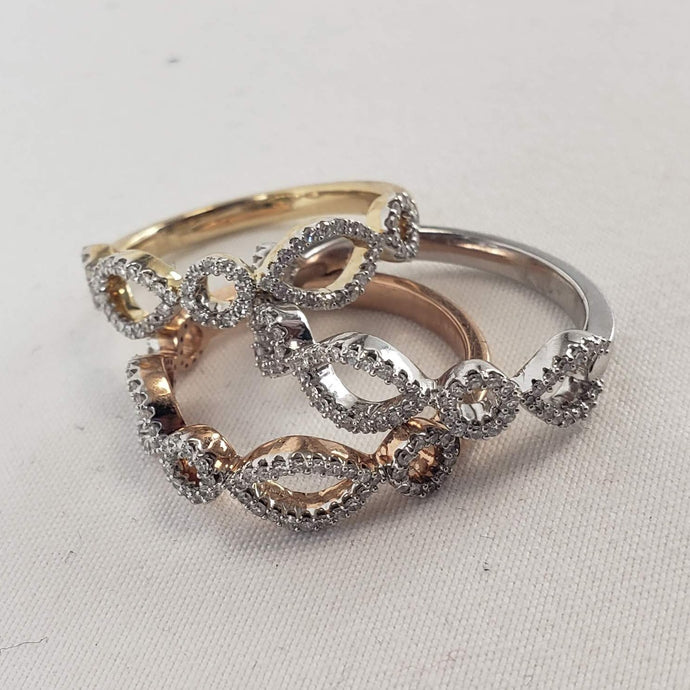 Set of 3 Stackable Diamond Rings in Gold