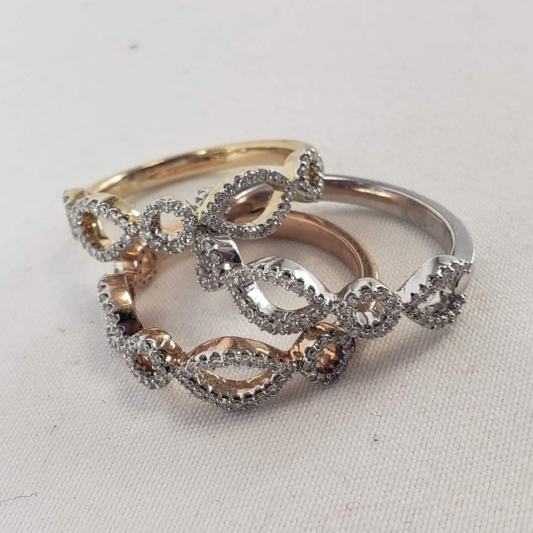 Set of 3 Stackable Diamond Rings in Gold