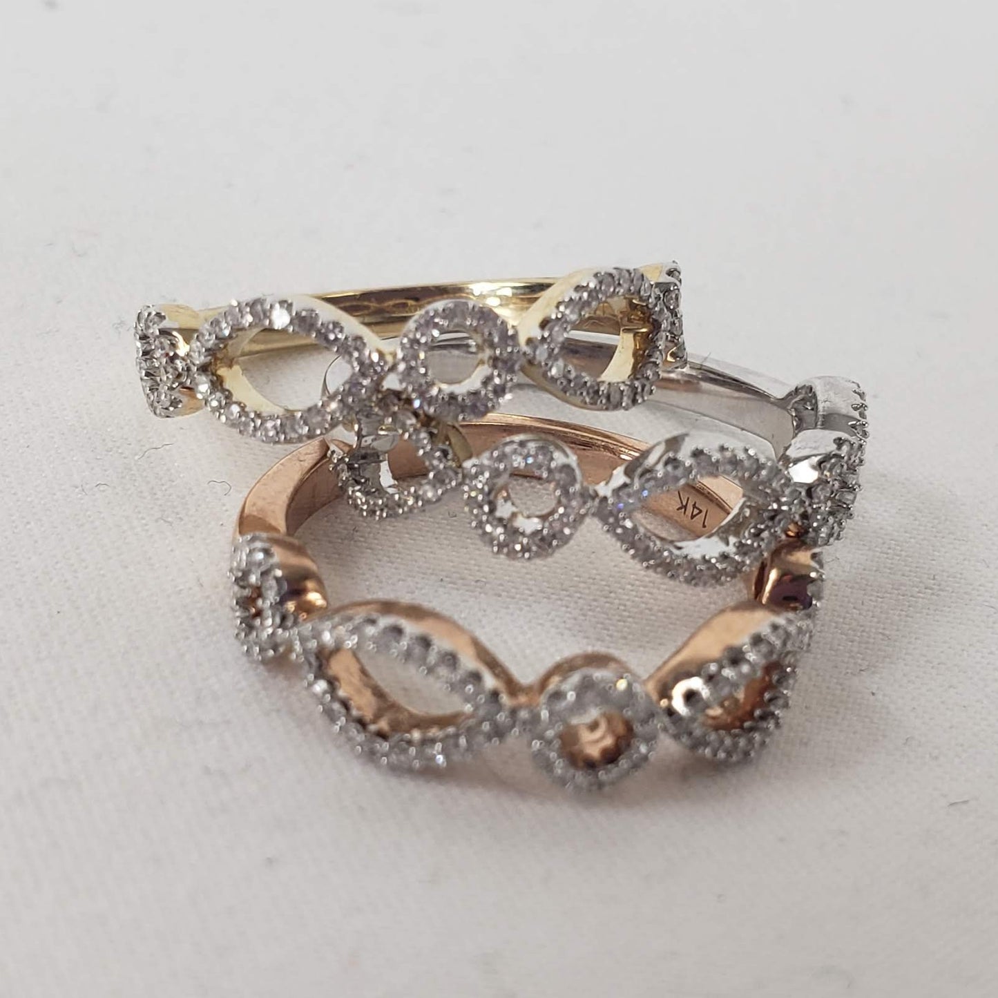 Set of 3 Stackable Diamond Rings in Gold