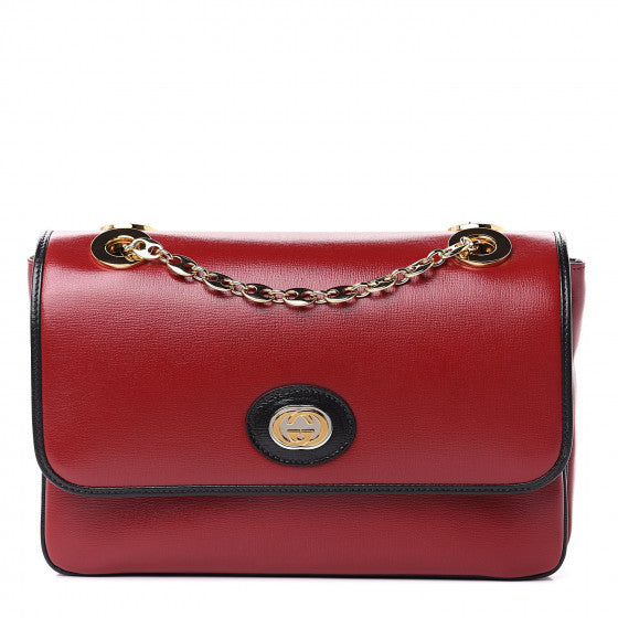 Gucci Interlocking GG Shoulder Bag Red in Leather with Gold-tone - US