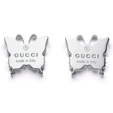 Load image into Gallery viewer, Gucci Logo Butterfly Post Earrings in Sterling Silver