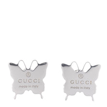 Load image into Gallery viewer, Gucci Logo Butterfly Post Earrings in Sterling Silver