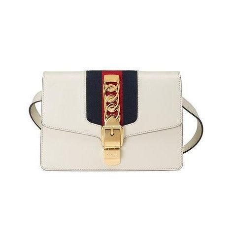 Gucci Sylvie Leather Belt Bag in White