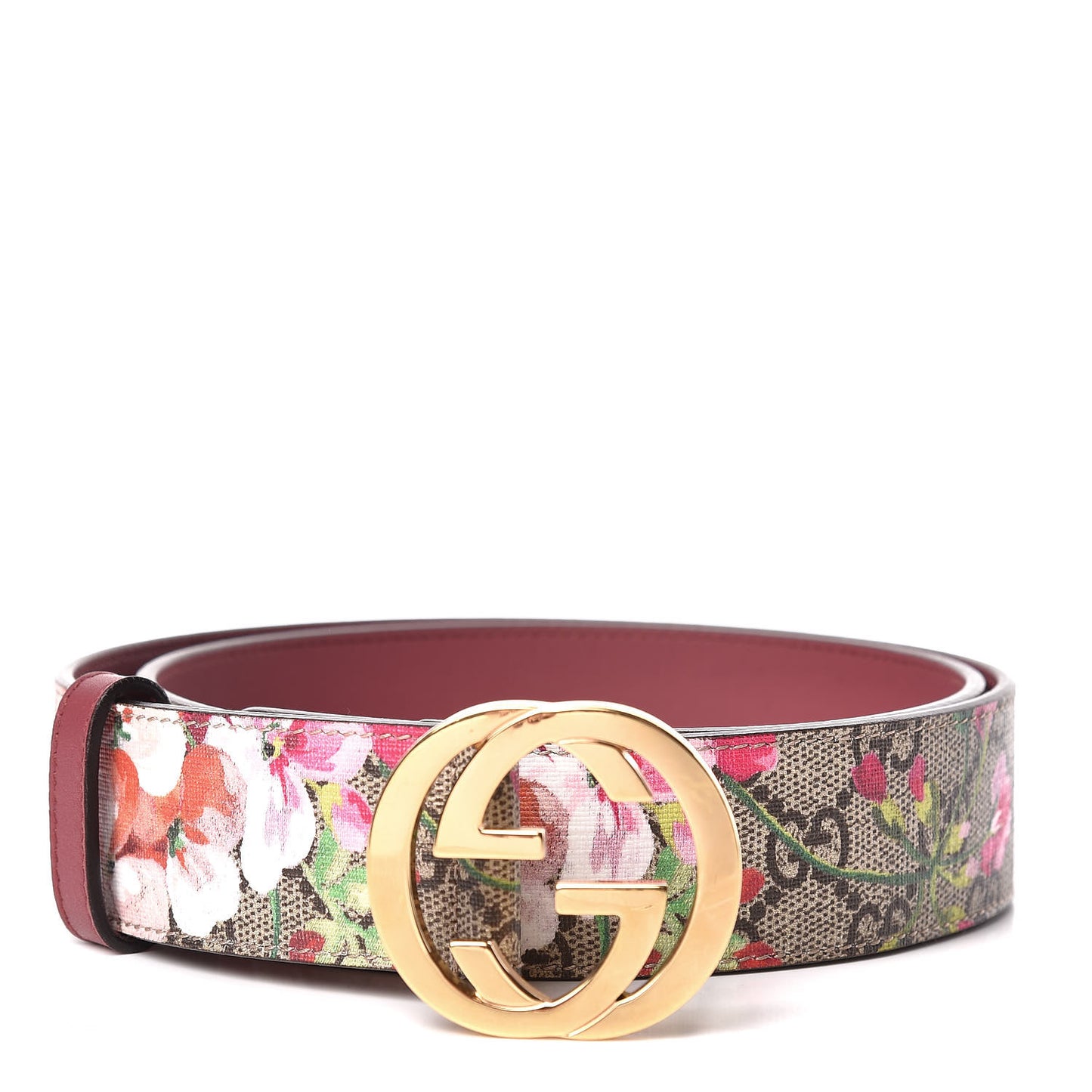 Gucci GG Supreme Monogram Blooms Print Belt in Pink