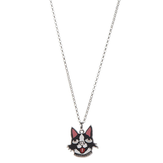 Gucci Enamel Bosco Dog Necklace in Silver