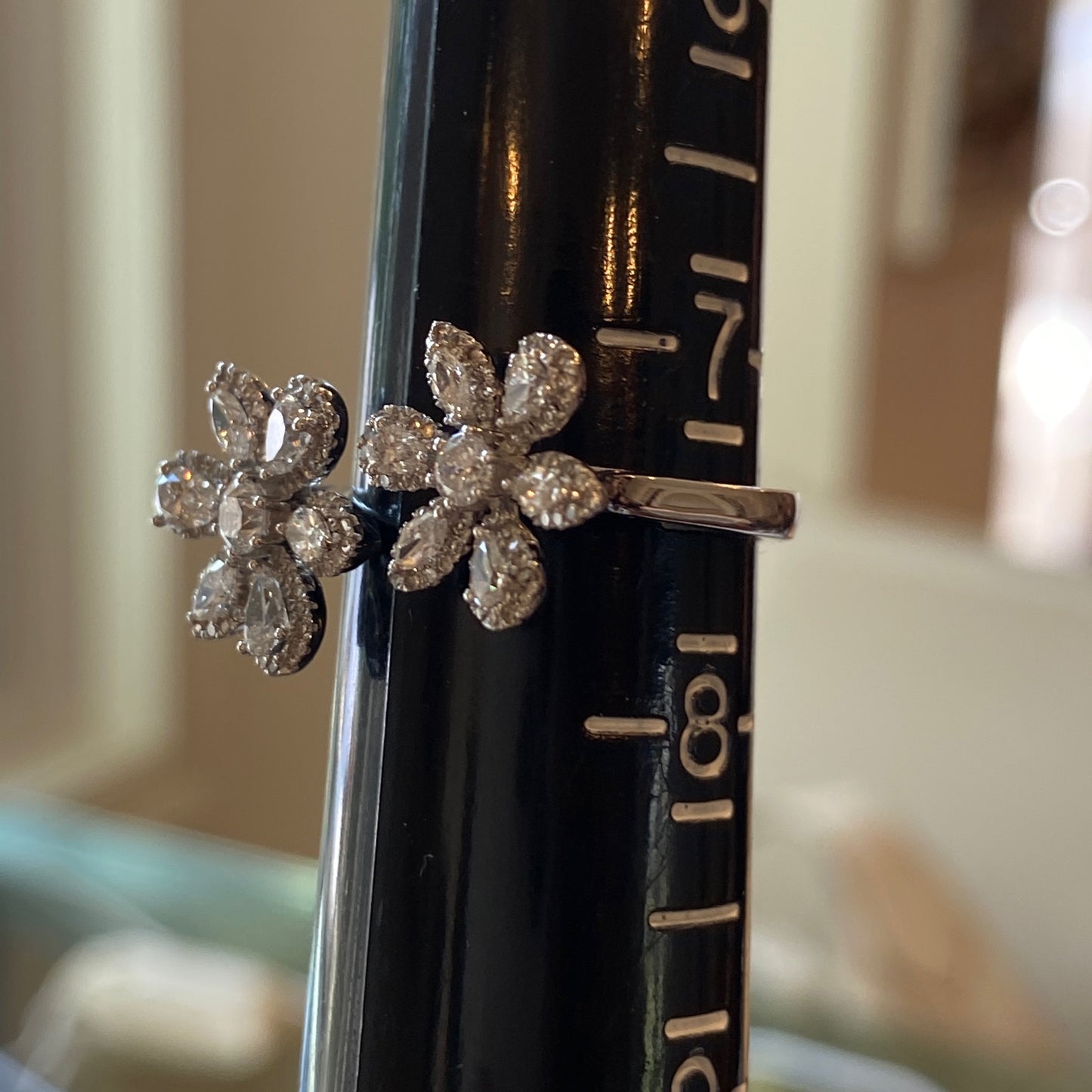 Fancy Cut Flower Ring in 14K White Gold 1.25 Total Carat Weight Gen Diamond