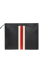 Load image into Gallery viewer, Gucci Men&#39;s Leather Stripe Pouch in Black