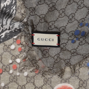 Gucci GG Space Animal Print Scarf in Beige