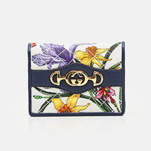 Load image into Gallery viewer, Gucci Trapuntata Floral-print Faille Cardholder in Navy