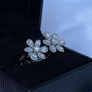 Fancy Cut Flower Ring in 14K White Gold 1.25 Total Carat Weight Gen Diamond