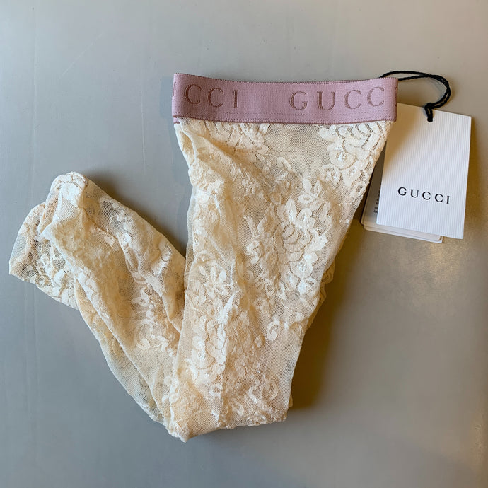 Gucci Metallic Floral Lace Socks in Cream