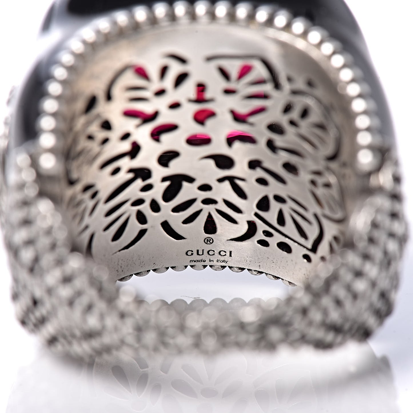 Gucci GG Crystal-embellished Signet Ring in Red